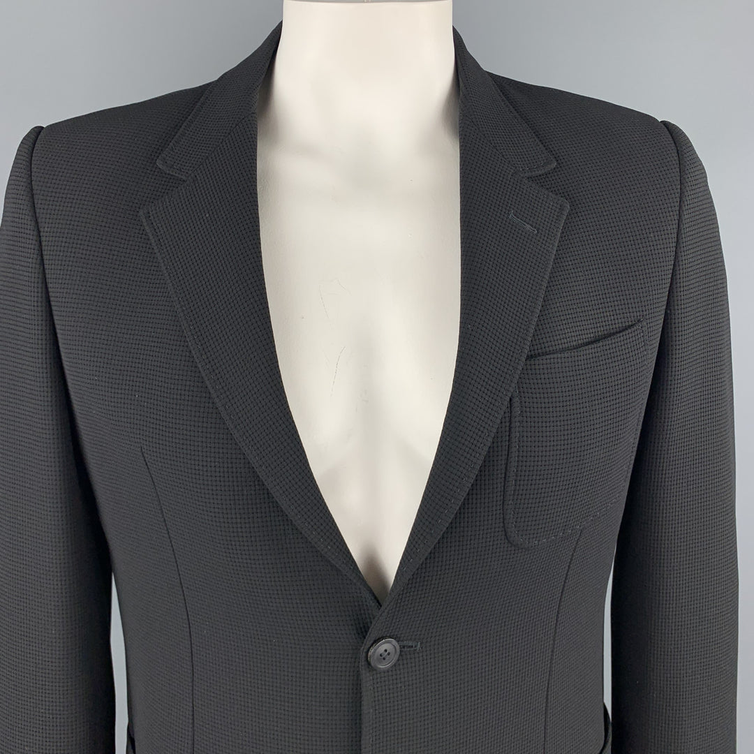 EMPORIO ARMANI Taille 44 Manteau de sport à revers cranté texturé noir