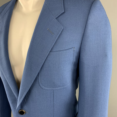 YVES SAINT LAURENT Taille 36 Manteau de sport bleu en mohair avec revers cranté et poche plaquée