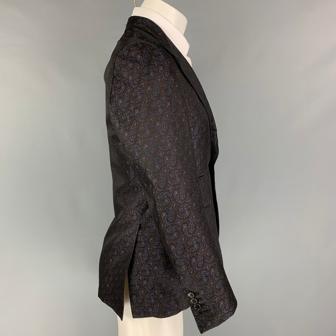 CAMOSHITA pour UNITED ARROWS Taille 42 Marron Marine Or Paisley Jacquard Sport Coat