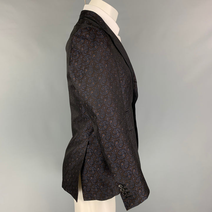 CAMOSHITA pour UNITED ARROWS Taille 42 Marron Marine Or Paisley Jacquard Sport Coat