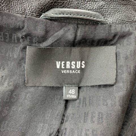 VERSUS by GIANNI VERSACE Size 38 Black Leather Biker Vest