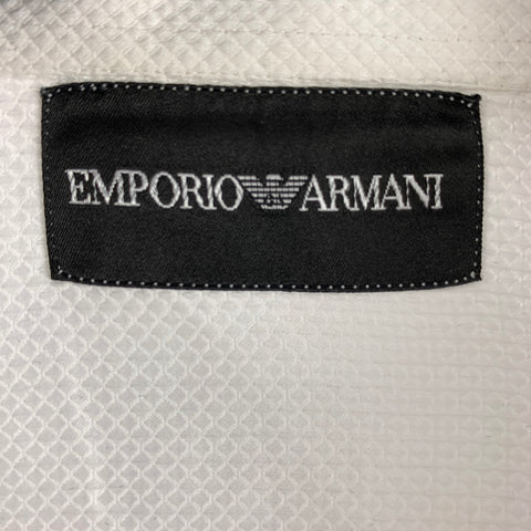 EMPORIO ARMANI Size M White Solid Cotton Button Up Long Sleeve Shirt