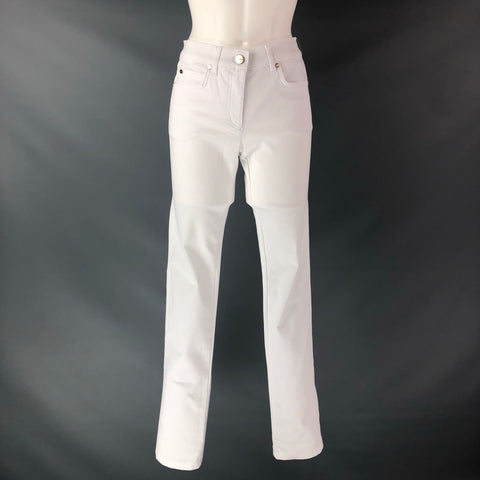 ESCADA Taille 4 Pantalon habillé droit uni en coton mélangé blanc