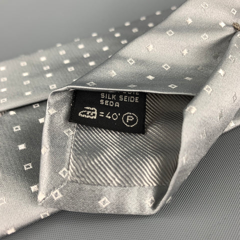 ERMENEGILDO ZEGNA Silver Squares Silk Tie