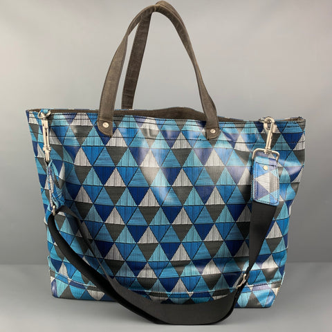 JACK SPADE Blue Charcoal White Triangle Acetate Tote Bag