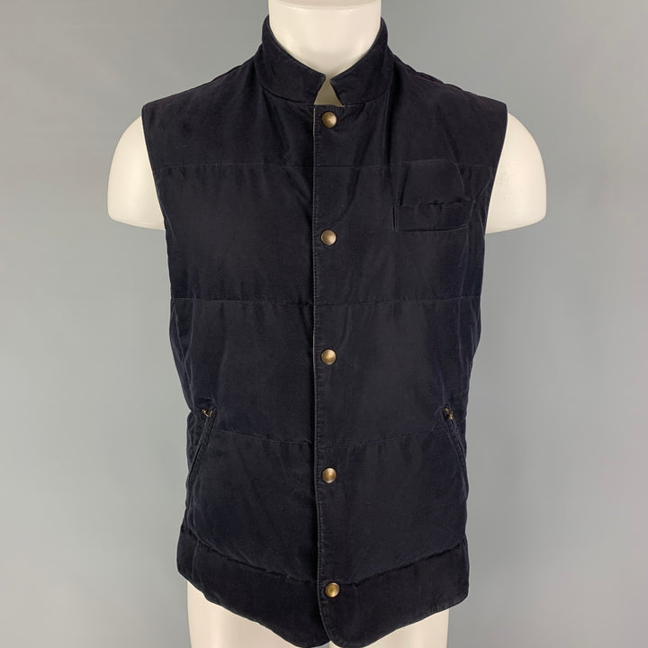 BRUNELLO CUCINELLI for BERGDORF GOODMAN Size S Navy Grey Polyester Nylon Vest