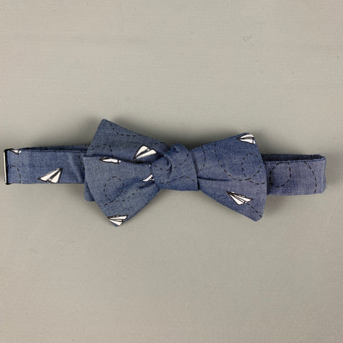 BLADE+BLUE Blue White Paper Plane Print Cotton Bow Tie