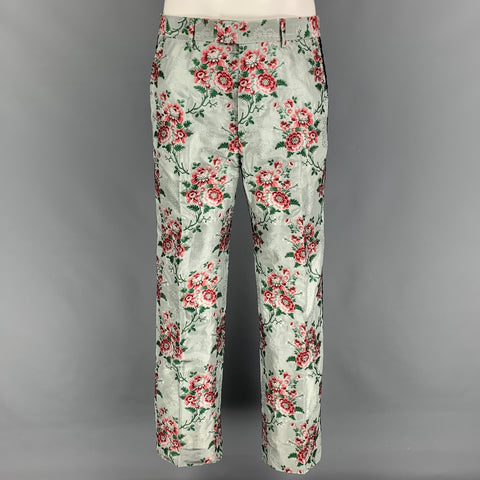 GUCCI by Alessandro Michele Size 36 Green Rose Floral Silk Polyester Tuxedo Suit