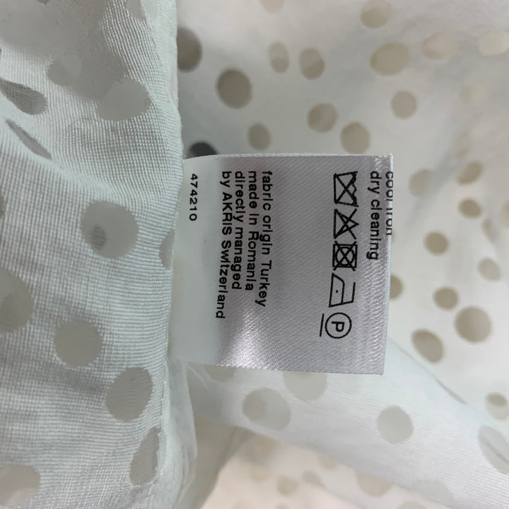 AKRIS Taille 6 Haut décontracté surdimensionné en viscose blanche et nylon à pois