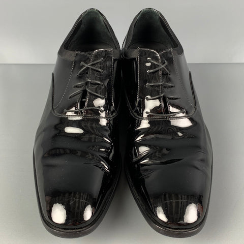 SALVATORE FERRAGAMO Size 13 Black Leather Tuxedo Lace Up Shoes