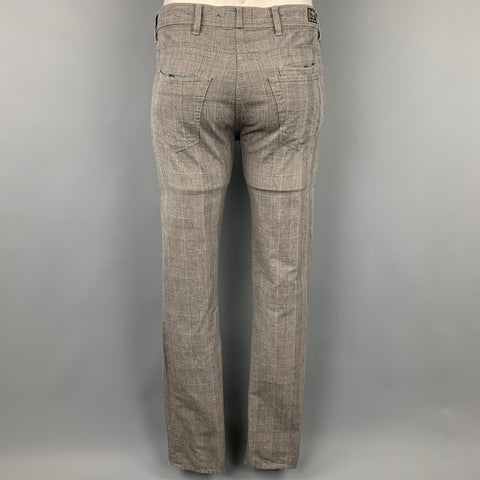 PAUL SMITH JEANS Size L Grey Plaid Cotton Notch Lapel Suit