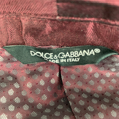 DOLCE & GABBANA Martini Size 34 Burgundy Silk Shawl Lapel Suit