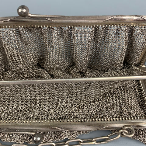 VINTAGE Silver Mesh Chainmail Metal 20's Evening Handbag