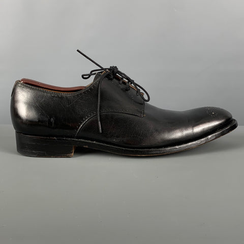 GRENSON Size 9 Black Perforated Leather Lace Up Shoes