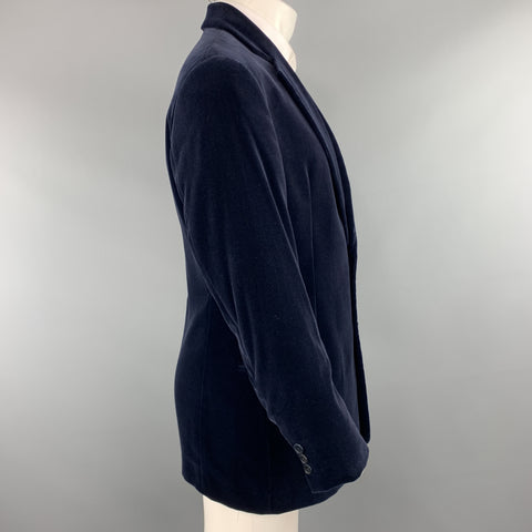 ARMANI COLLEZIONI Size 40 Navy Velvet Notch Lapel Sport Coat