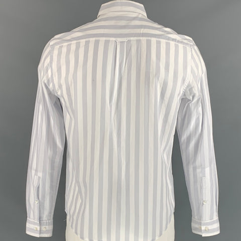 HUGO BOSS Size L White Stripe Cotton Long Sleeve Shirt