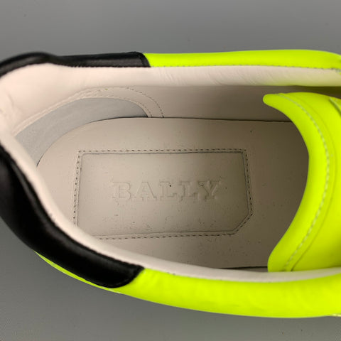 BALLY Size 10.5 Neon Yellow Leather Lace Up Sneakers