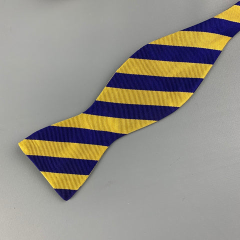 THE BOW TIE CLUB Yellow Purple Stripe Silk Bow Tie