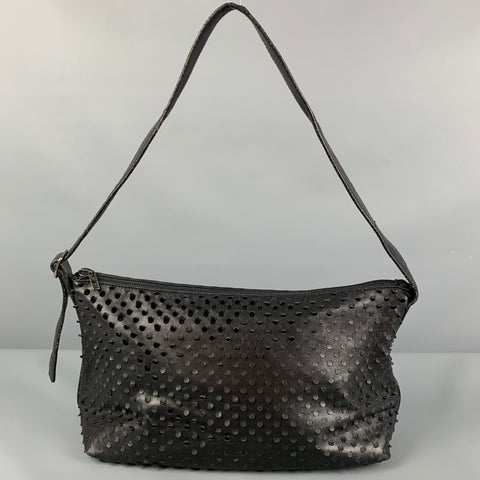 Vintage HELMUT LANG Black Perforated Leather Shoulder Handbag