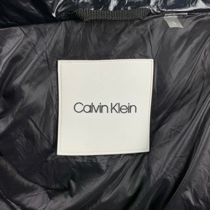 CALVIN KLEIN Size L Navy Quilted Nylon Hooded Jacket