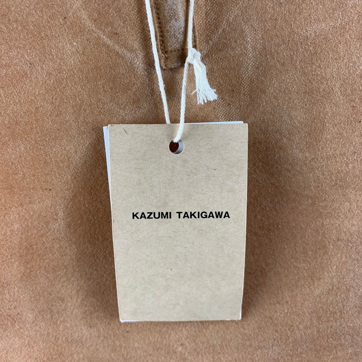 KAZUMI TAKIGAWA Tan Waxed Canvas Tote Bags