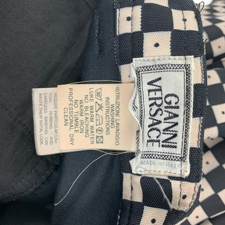 Vintage GIANNI VERSACE Size 32 Black White Checkered Casual Pants