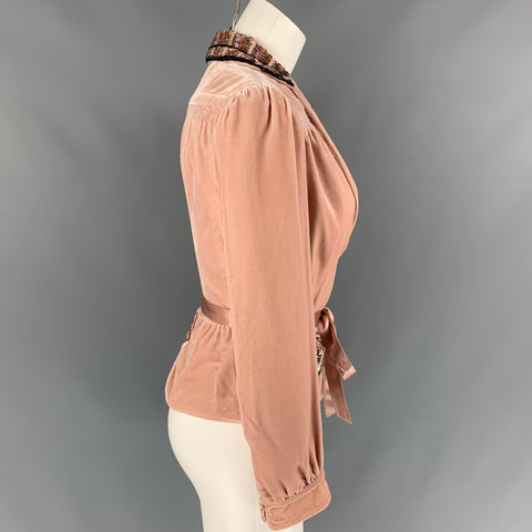 MARC by MARC JACOBS Talla 6 Chaqueta con cuentas de seda y rayón rosa