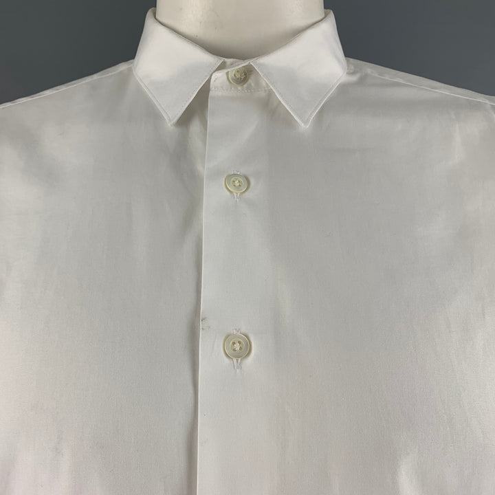 AMI by ALEXANDRE MATTIUSSI Size XL White Solid Cotton Long Sleeve Shirt