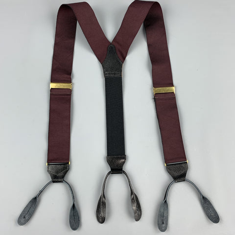 THURSTON LONDON Burgundy Leather Suspenders