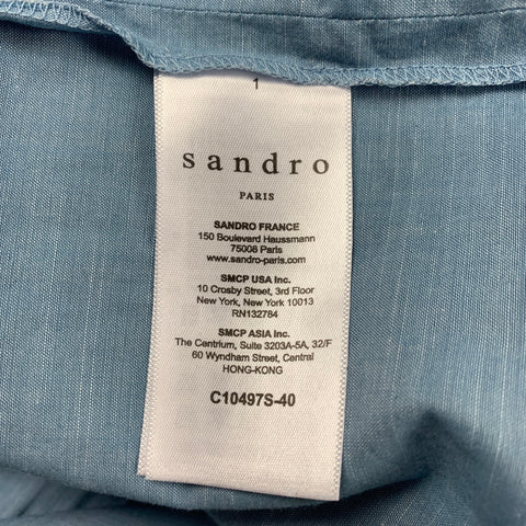SANDRO Size M Light Blue Cotton Henley Long Sleeve Shirt