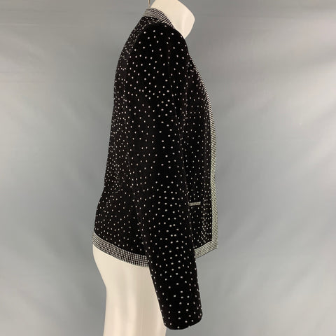 BALMAIN Size 40 Black Studded Cotton Open Front Jacket