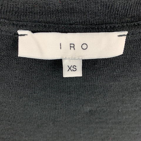 IRO Size XS Black Distressed Linen Crew-Neck T-shirt