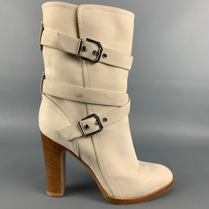 GIANVITO ROSSI Size 8.5 Cream Nubuck Suede Boots