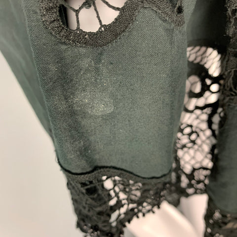 JUDY HORNBY Size S Black Cotton Eyelet Oversized Casual Top