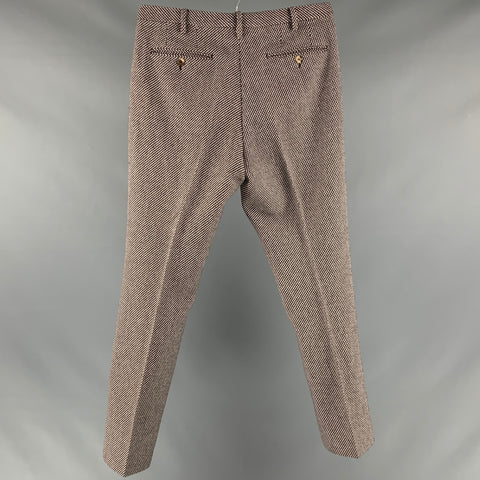 GUCCI Size 32 Brown Cream Dots Wool  Polyamide Flat Front Dress Pants