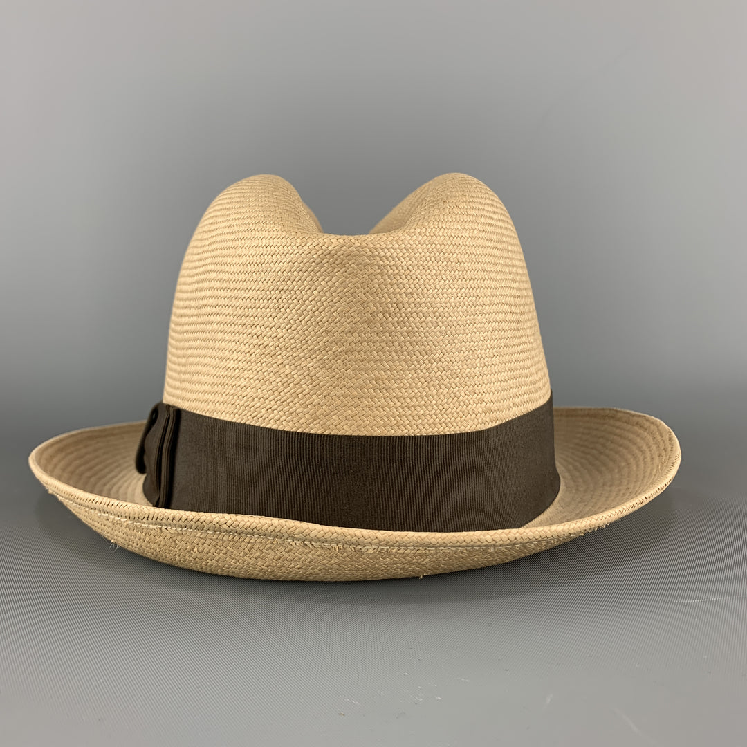 MONTERREY Size 55 Beige Straw Woven Fedora Panama Hat