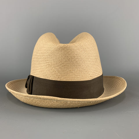 MONTERREY Size 55 Beige Straw Woven Fedora Panama Hat