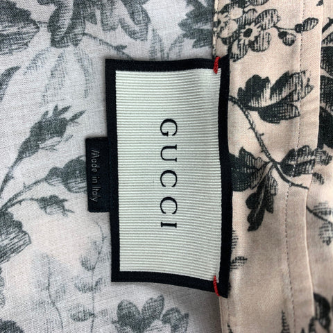 GUCCI Size M Beige Floral Cotton Button Up Short Sleeve Shirt