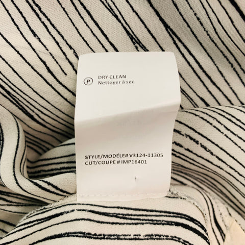 VINCE Talla XS Blusa con ribete en contraste con líneas de seda blanca y negra