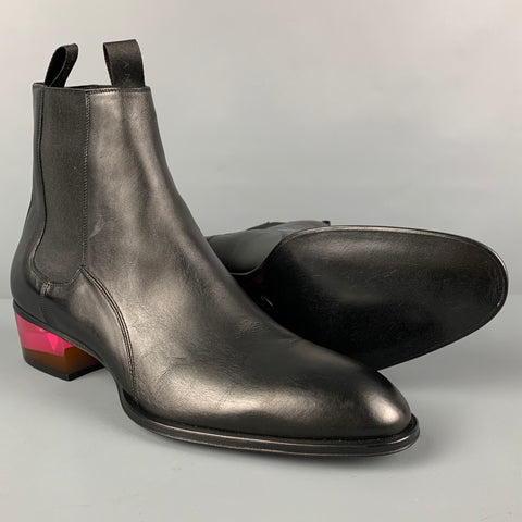 GIUSEPPE ZANOTTI Size 10.5 Black Leather Pull On Boots