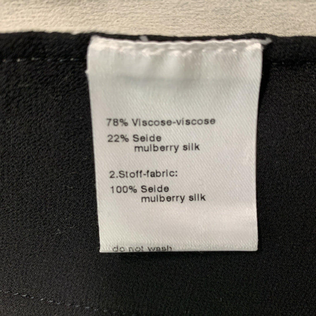 AKRIS Size 6 Black & White Viscose & Silk Blouse