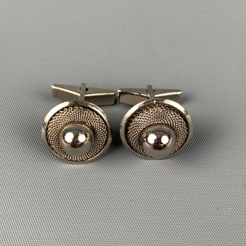 Boutons de manchette texturés argentés VINTAGE
