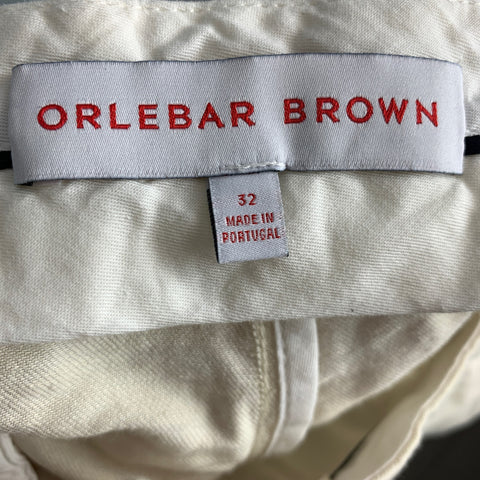 ORLEBAR BROWN Size 32 Cream Linen Cotton Side Tabs Casual Pants