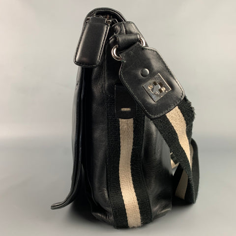 BALLY Black Leather Shoulder Strap Messenger Bag