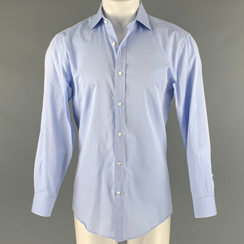 RALPH LAUREN Size M Blue Textured Cotton Long Sleeve Shirt