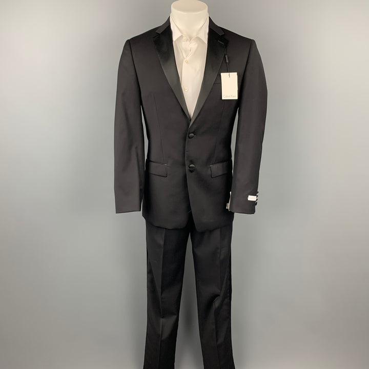 CALVIN KLEIN Regular Slim Fit Size 36 Black Wool Tuxedo Suit