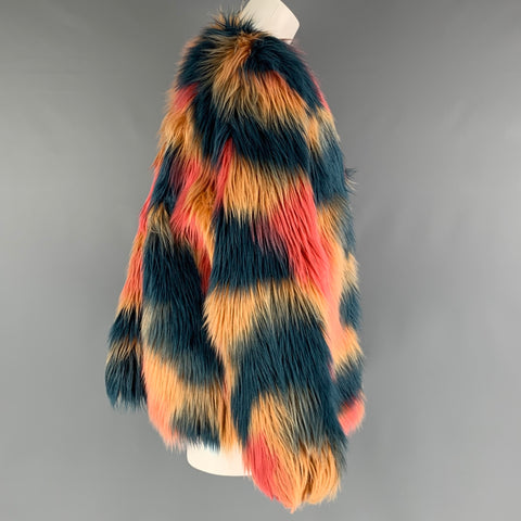 FABULOUS FURS Size XL Orange Blue Acrylic Coat