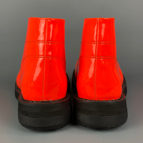 CUSTOM MADE Size 11 Orange Coated Canvas Lace Up Boots