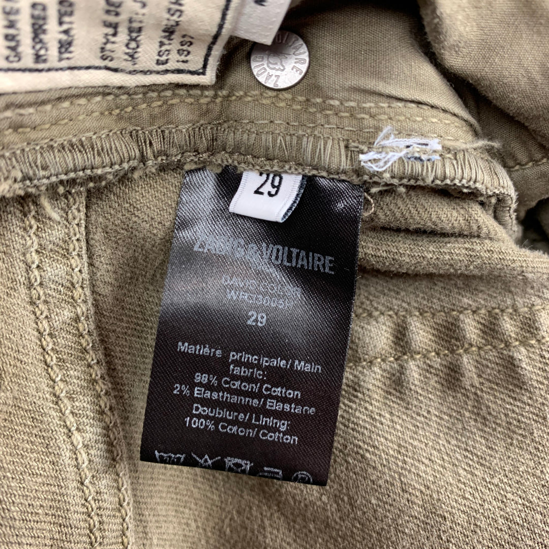 ZADIG & VOLTAIRE Size 29 Olive Cotton Button Fly Jeans