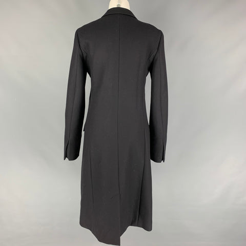 CELINE Taille 8 Manteau croisé en laine bleu foncé